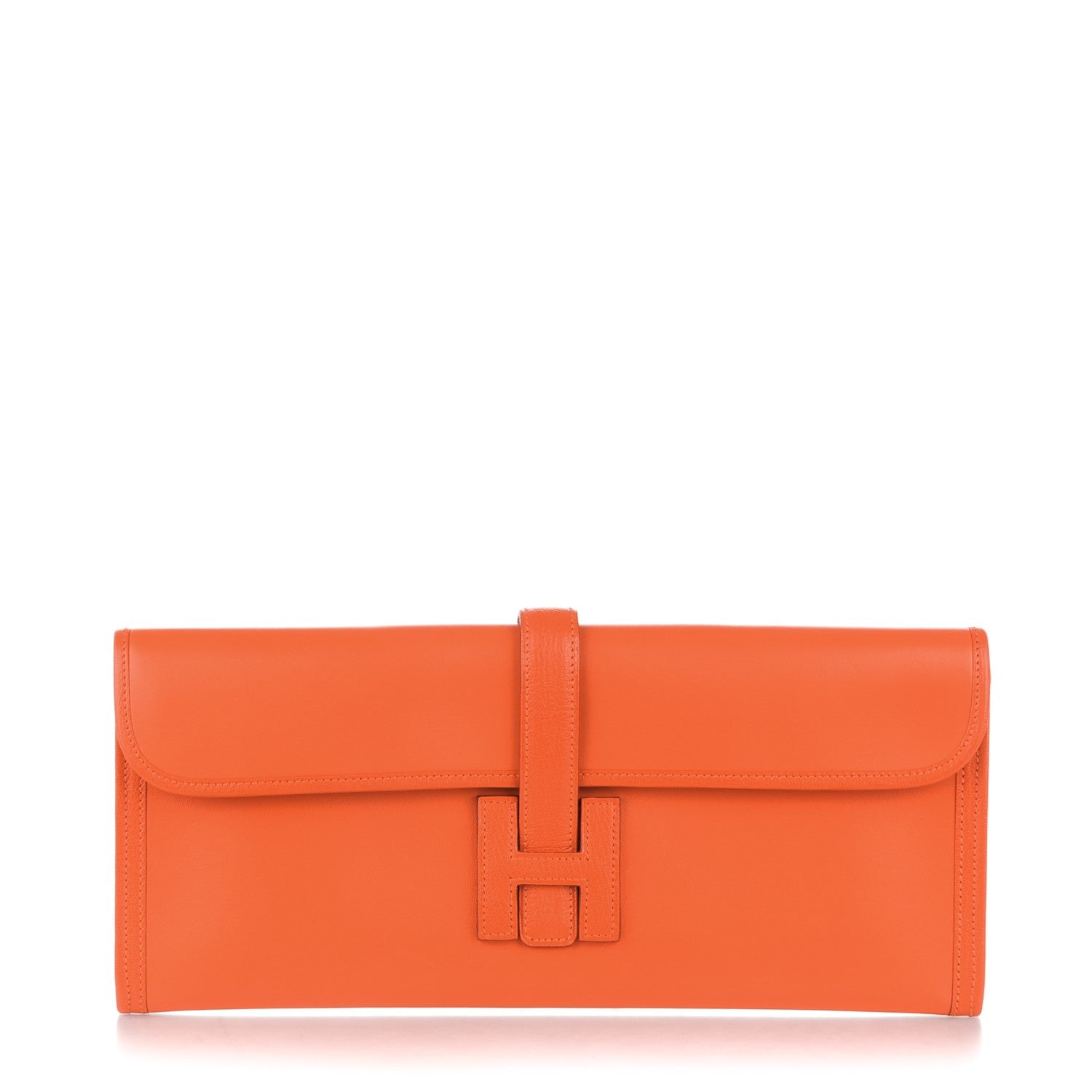 Hermes Lambskin Jige Elan 35 Clutch Orange 1 of 8