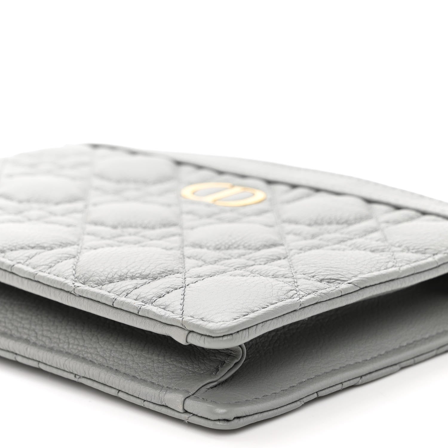 Christian Dior Calfskin Cannage Caro Zipped Pouch With Chain Grey 11 of 12