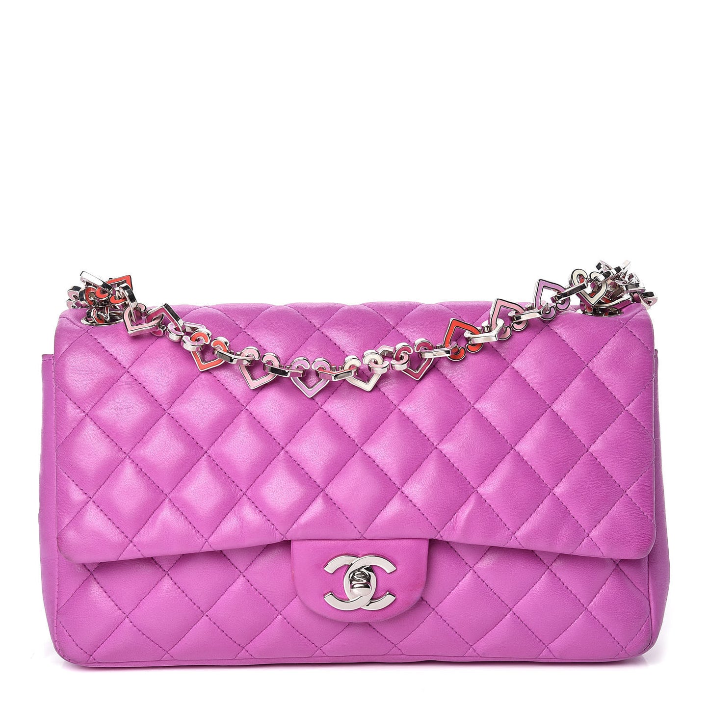 Lambskin Heart Valentine Medium Flap Fuchsia