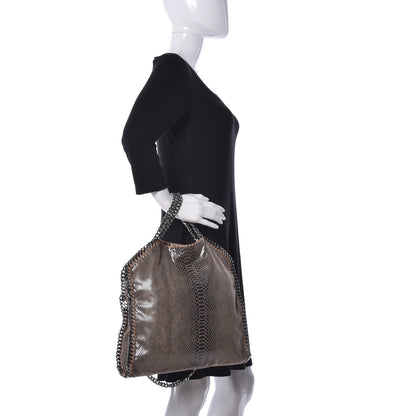 Stella McCartney Metallic Snakeskin Print Small Falabella Fold Over Tote Brown 3 of 9