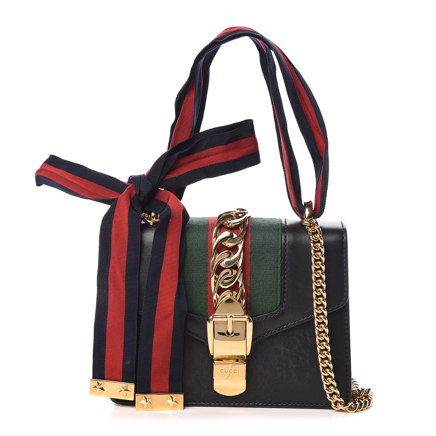 Calfskin Mini Sylvie Chain Shoulder Bag Black