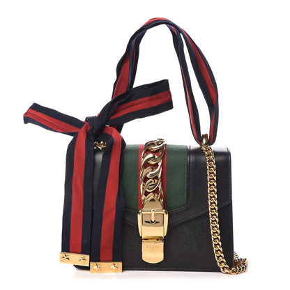 Gucci Calfskin Mini Sylvie Chain Shoulder Bag Black 1 of 19
