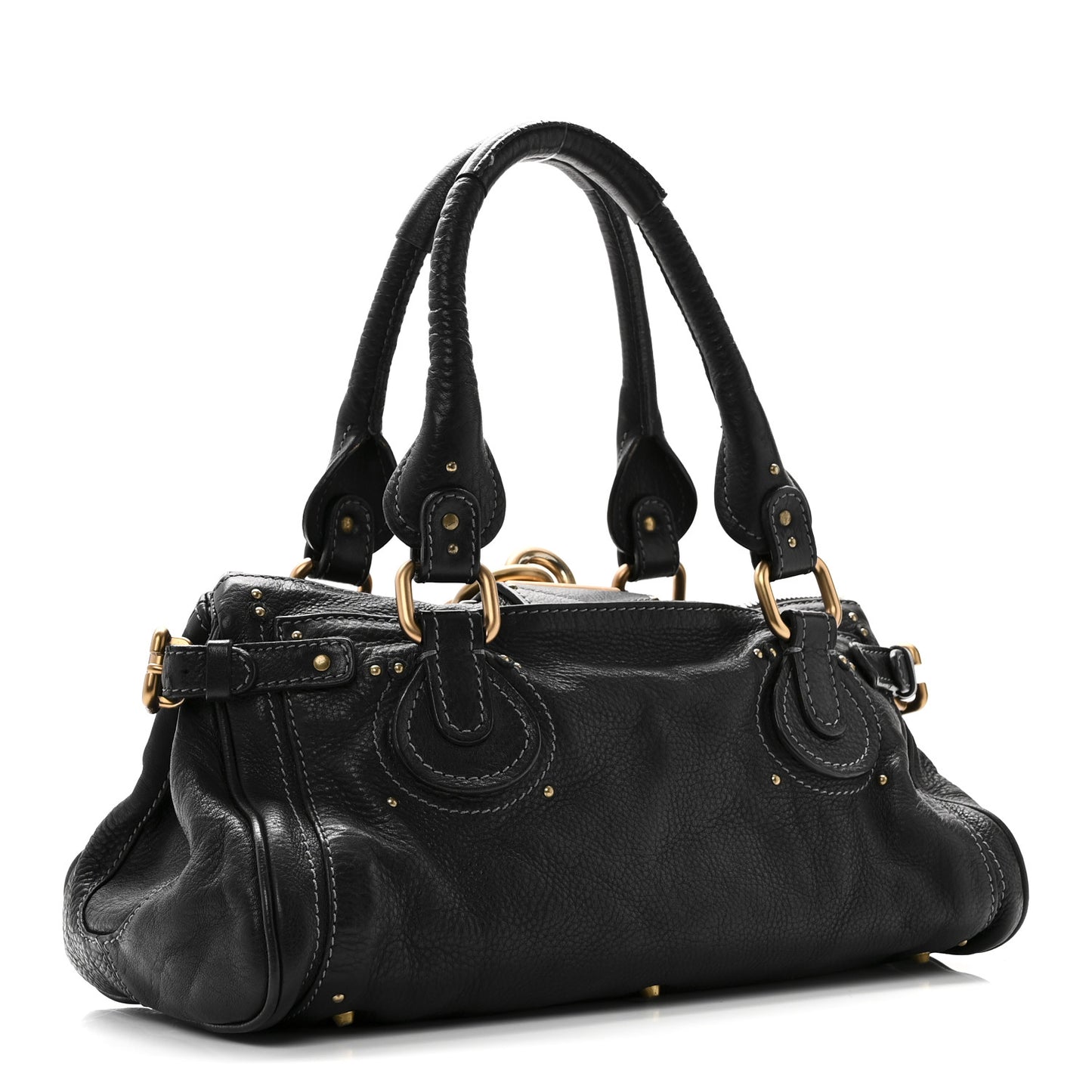 Calfskin Medium Paddington Satchel Black