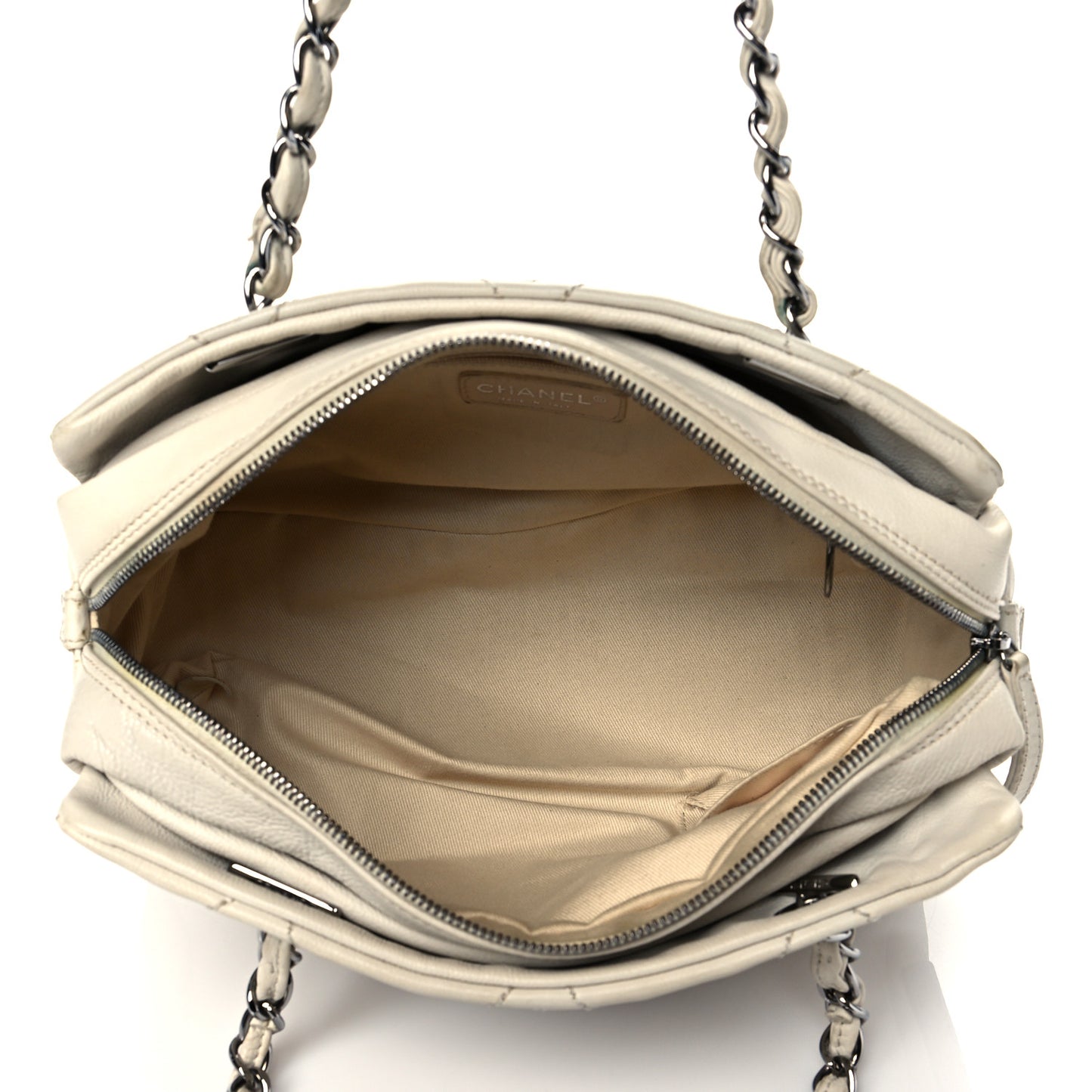 Calfskin Small Diamond Stitch Tote White