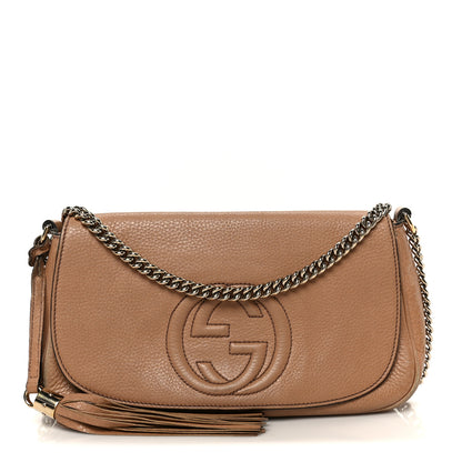Gucci Pebbled Calfskin Medium Soho Flap Crossbody Camelia 1 of 12