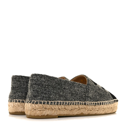 Chanel Tweed Velvet CC Espadrilles 37 Grey Black 4 of 9