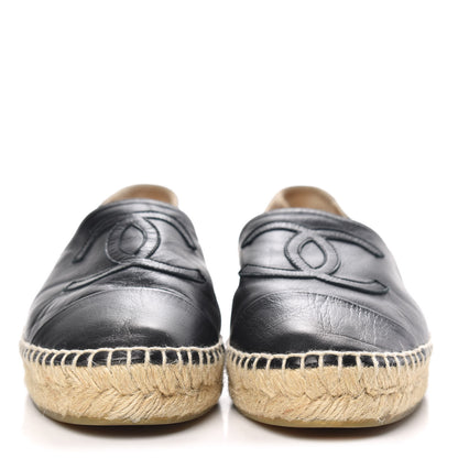 Chanel Lambskin CC Espadrilles 38 Black 2 of 12