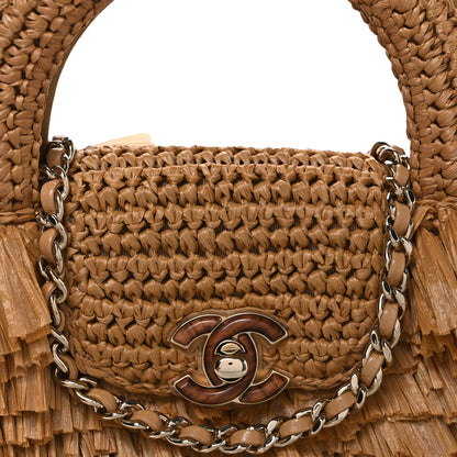 Chanel Raffia Fringe Nano Kelly Shopper Dark Beige 8 of 11