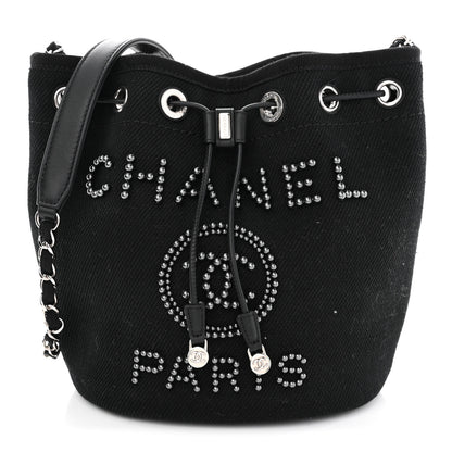 Chanel Canvas Deauville Drawstring Bucket Bag Black 1 of 10