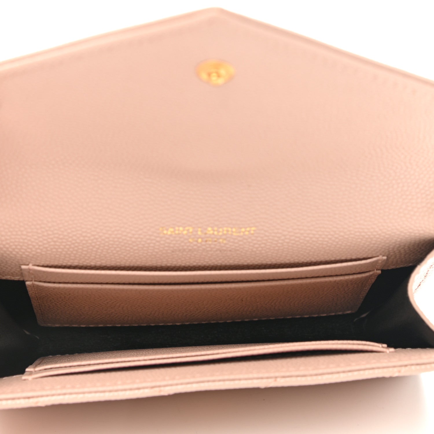 Saint Laurent Grain De Poudre Matelasse Chevron Small Monogram Envelope Wallet Pink 5 of 7