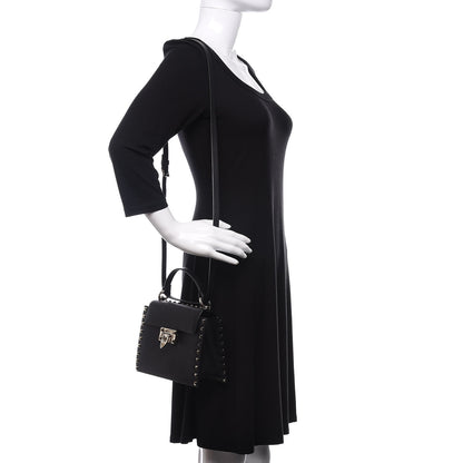 Valentino Garavani Vitello Rockstud Overlay Flap Top Handle Bag Black 2 of 9