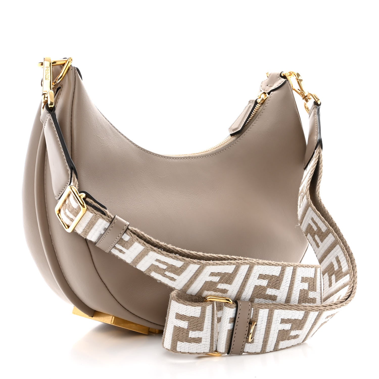 Fendi Vitello Grace Matte Jacquard Small Fendigraphy Hobo Bag Nuvola 3 of 11
