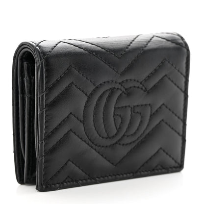 Gucci Calfskin Matelasse GG Marmont Card Case Wallet Black 3 of 14