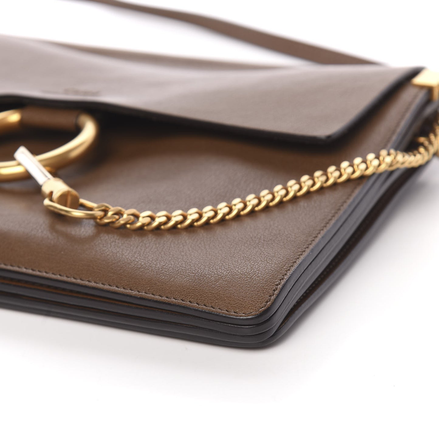 Goatskin Medium Faye Shoulder Bag Woody Khaki