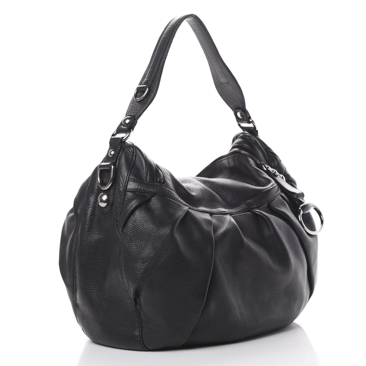 Pebbled Calfskin Medium Icon Bit Shoulder Bag Black