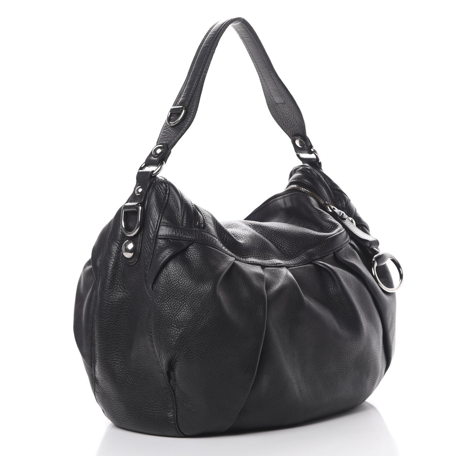 Gucci Pebbled Calfskin Medium Icon Bit Shoulder Bag Black 2 of 16