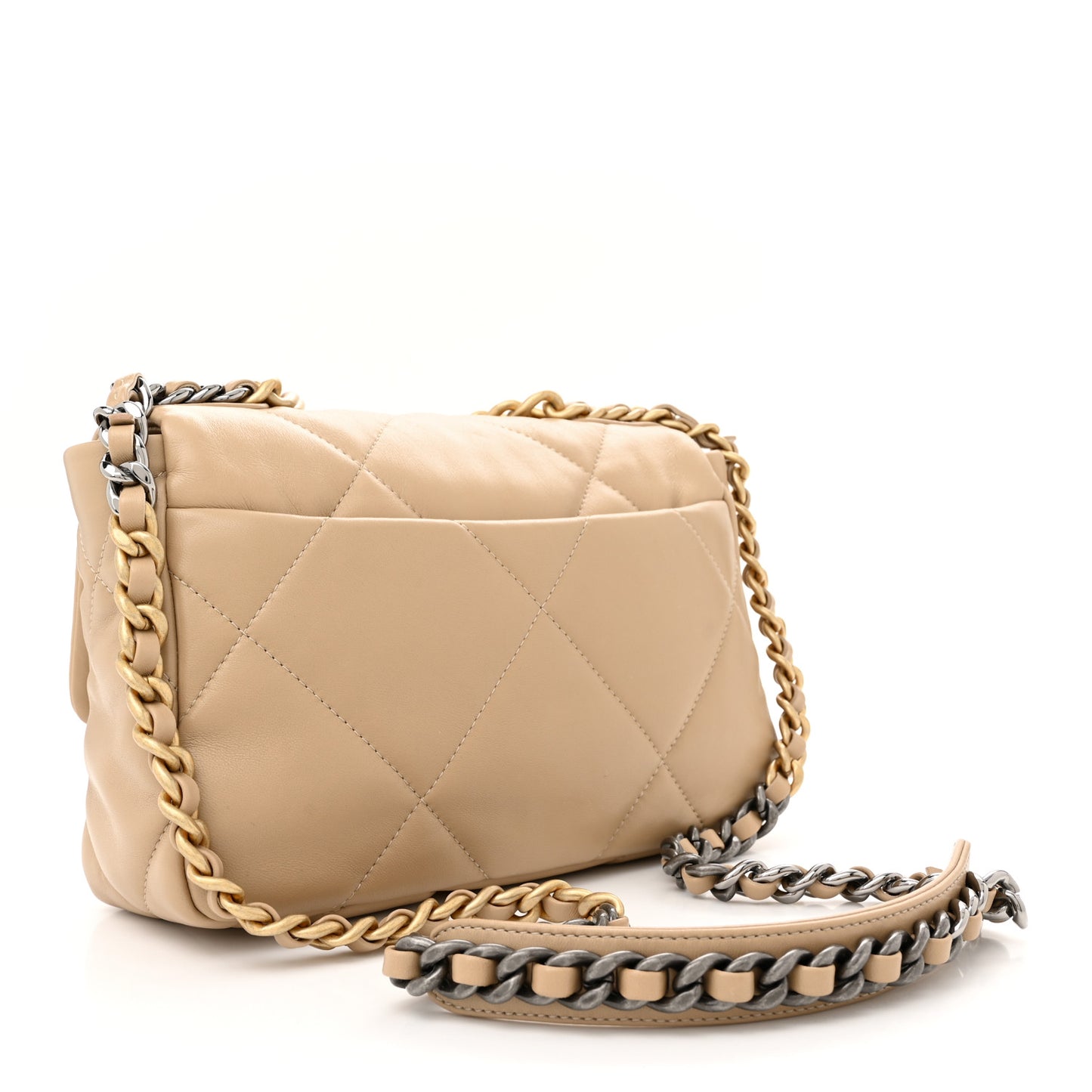 Lambskin Quilted Medium Chanel 19 Flap Beige