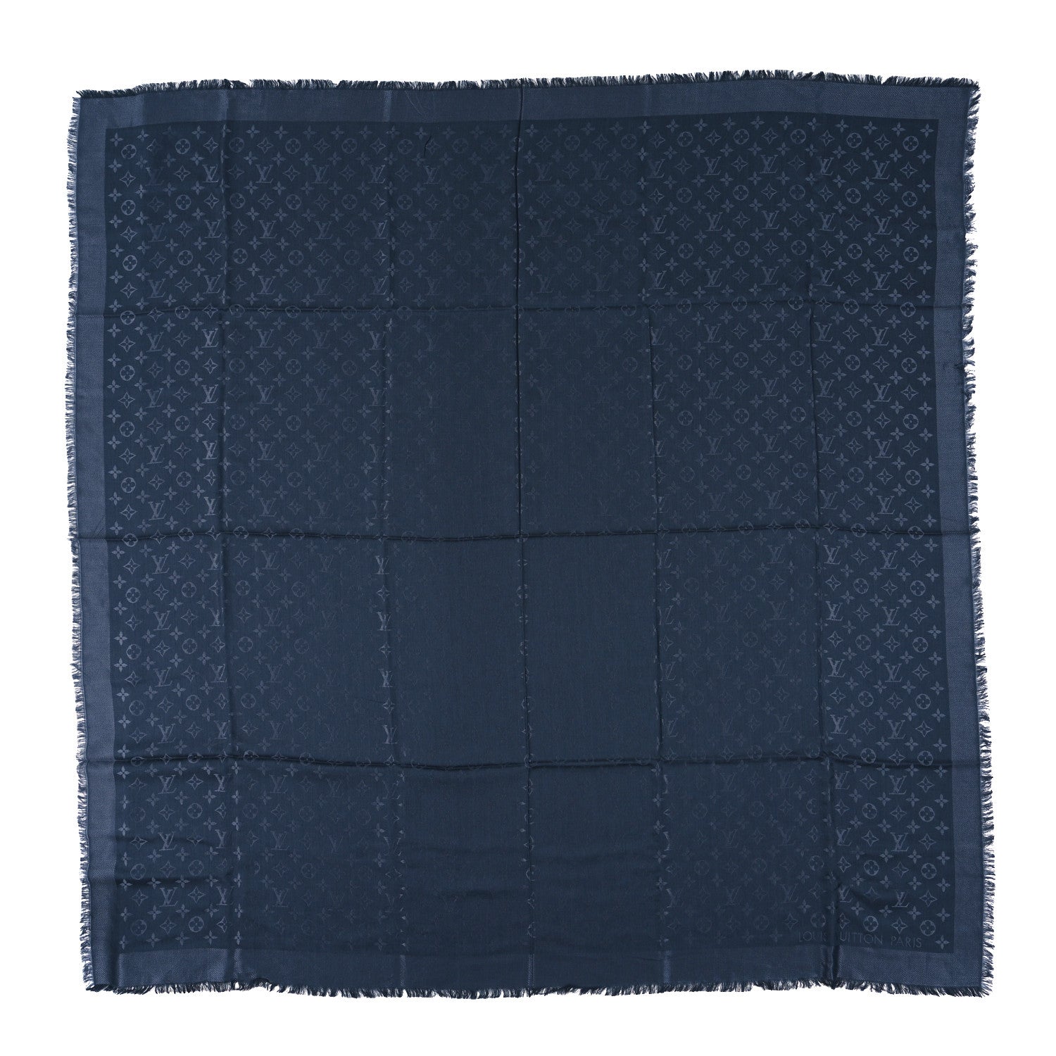 Louis Vuitton Silk Wool Monogram Shawl Night Blue 1 of 3