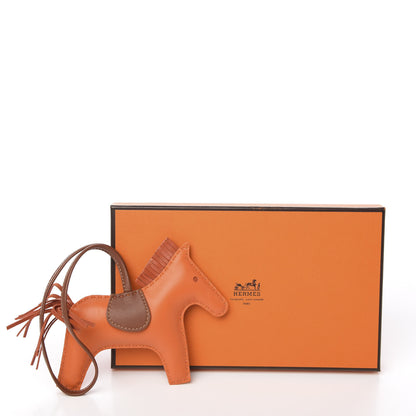 Hermes Milo Lambskin Grigri Rodeo Horse Bag Charm MM Feu Cornaline Fauve 4 of 4