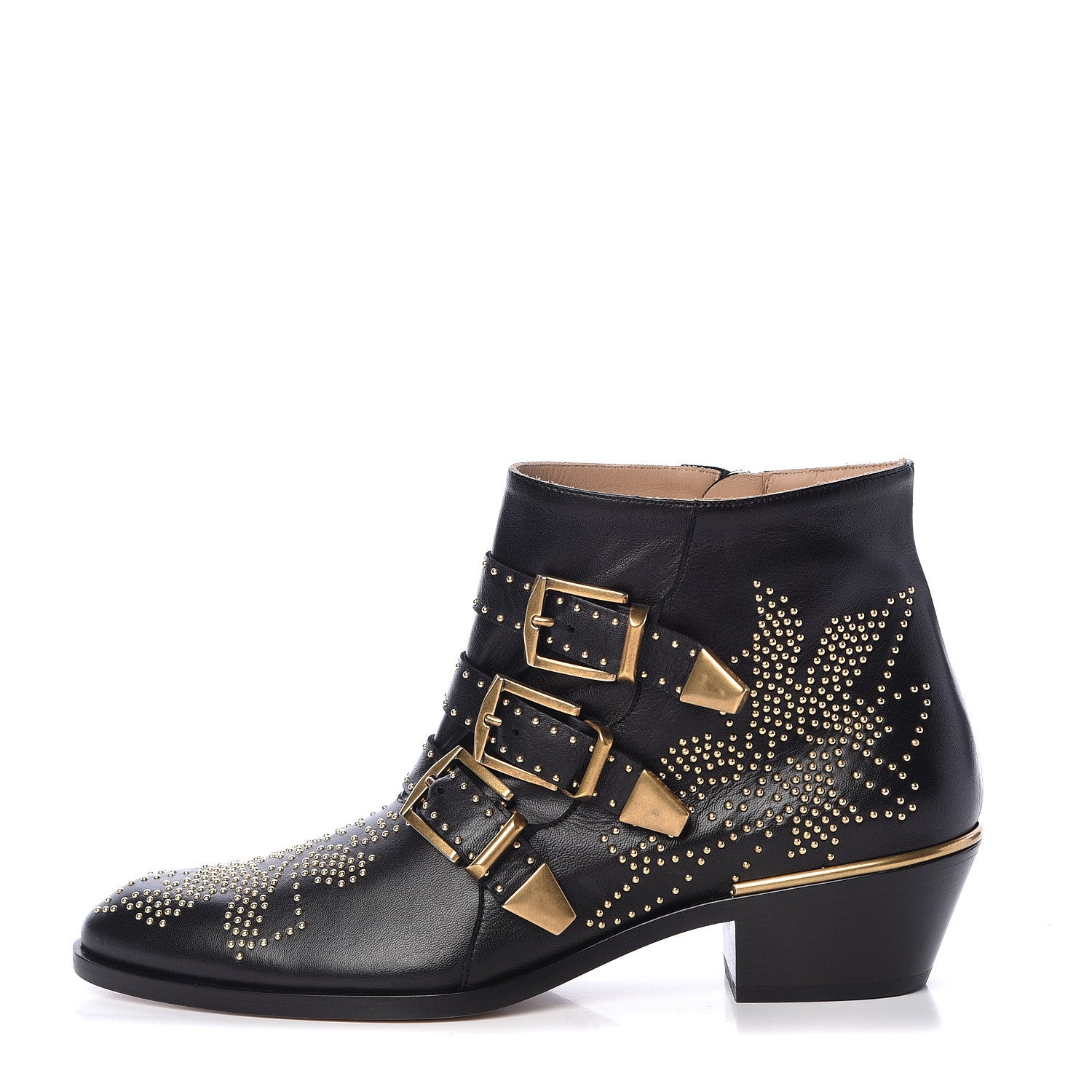 Chloe Nappa Sheepskin Studded Susanna Ankle Boots 39 Black 1 of 8