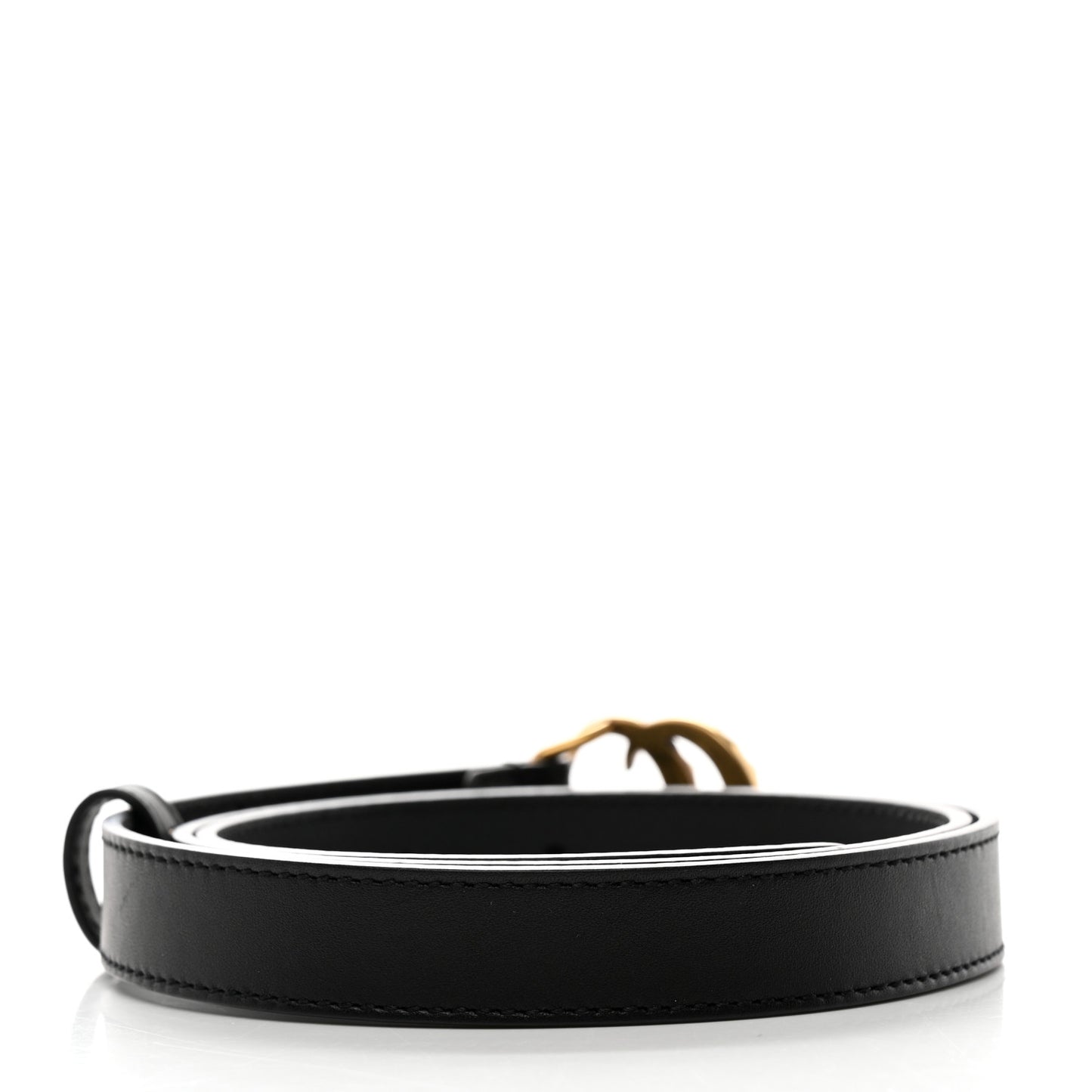 Moon Calfskin Pearl Double G 20mm Belt 80 32 Black Cream