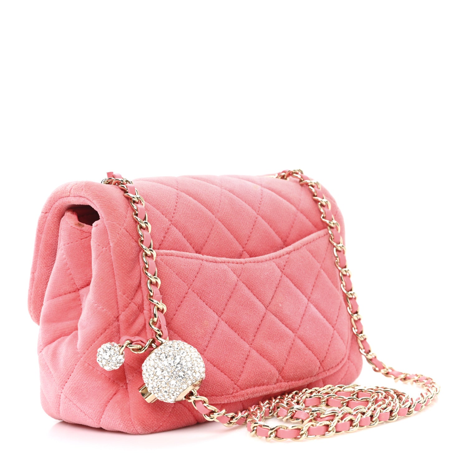 Chanel Velvet Quilted Mini Square Pearl Crush Flap Coral 3 of 11