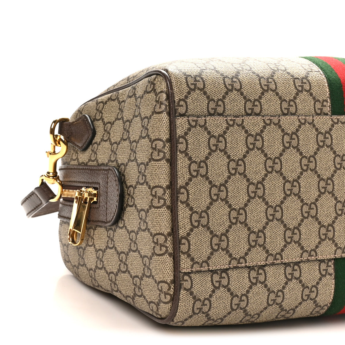 GG Supreme Monogram Web Medium Ophidia Top Handle Bag Beige Ebony
