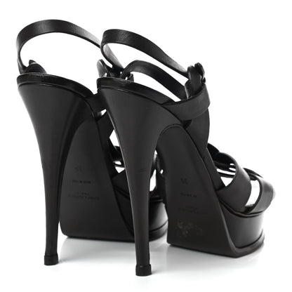 Saint Laurent Calfskin Tribute 105 Platform Sandals 39 Black 4 of 10