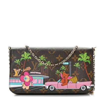 Louis Vuitton Monogram 2021 Christmas Animation Hollywood Pochette Felicie Chain Wallet Fuchsia 1 of 10