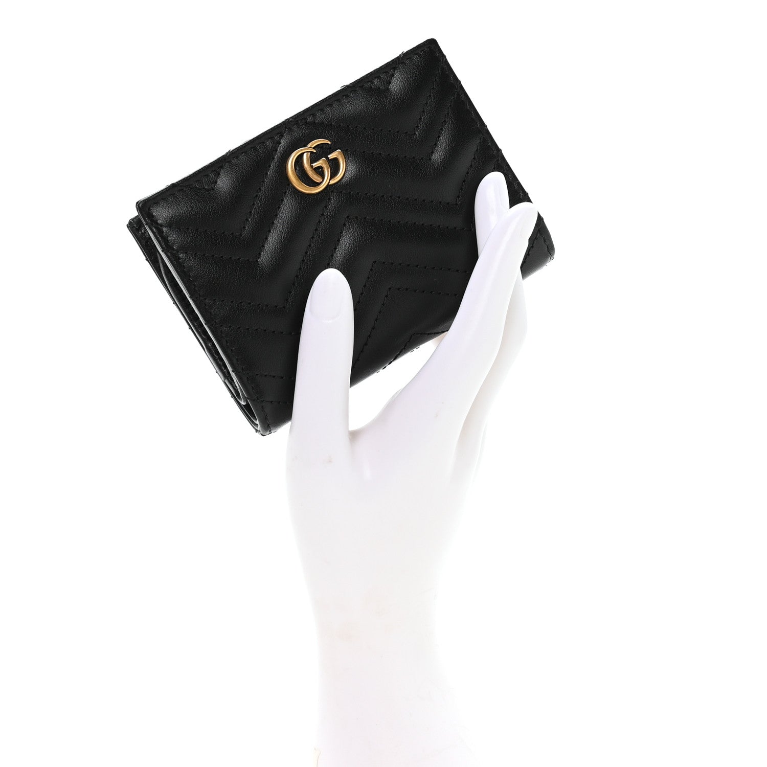 Gucci Calfskin Matelasse GG Marmont Card Case Wallet Black 2 of 7