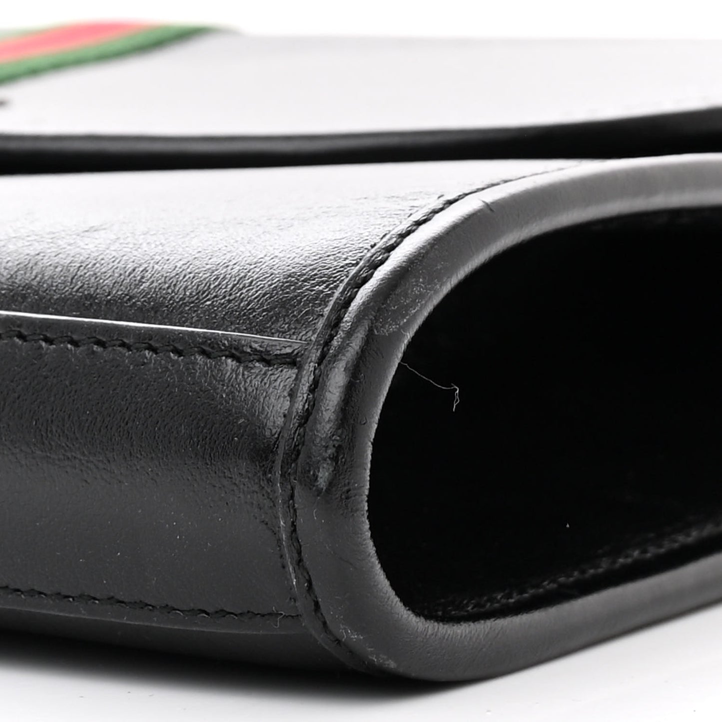 Textured Calfskin Web Medium Rajah Slim Flap Shoulder Bag Black