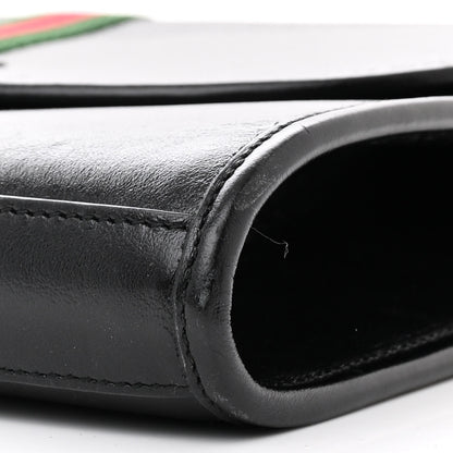 Gucci Textured Calfskin Web Medium Rajah Slim Flap Shoulder Bag Black 10 of 11