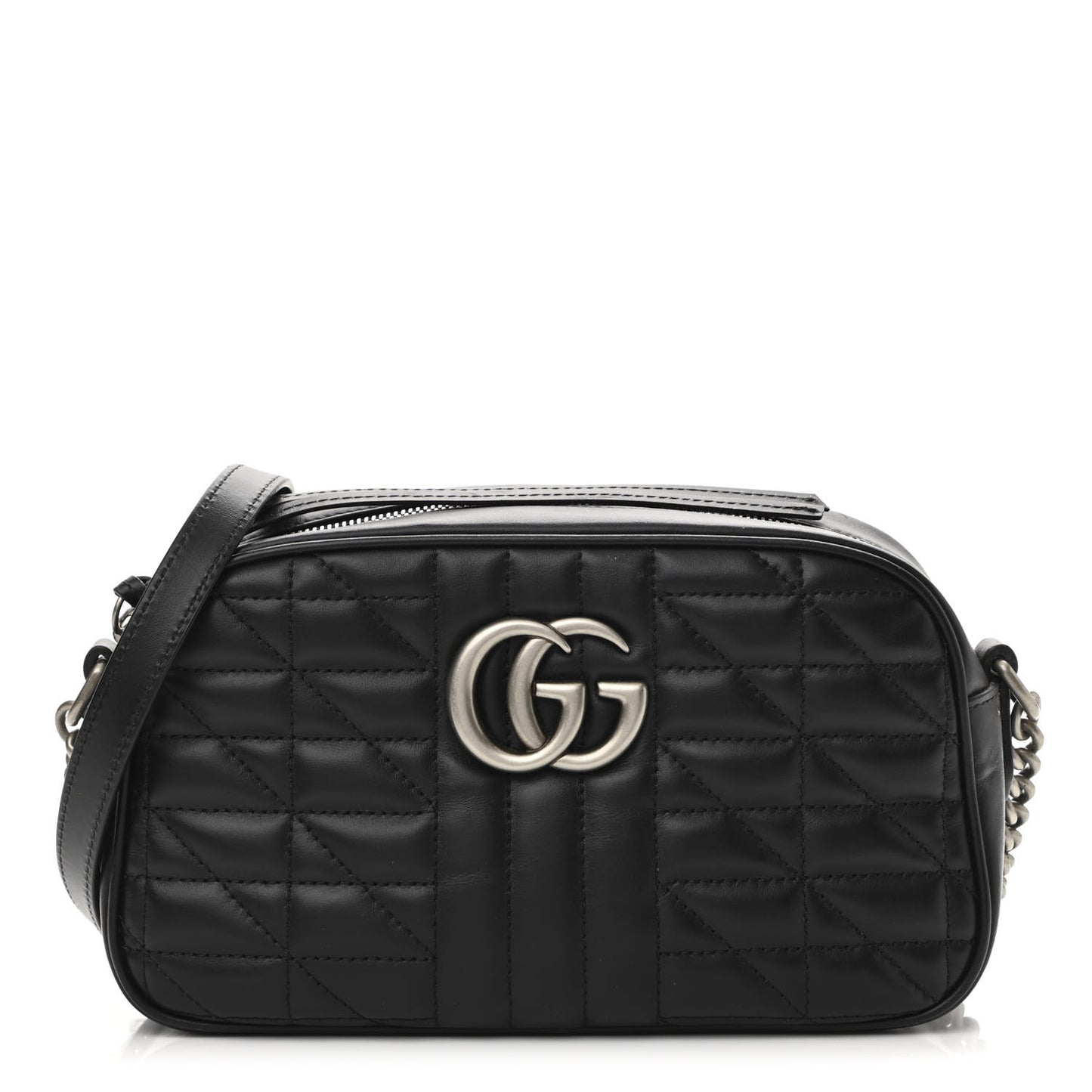 Calfskin Matelasse Aria Small GG Marmont Chain Shoulder Bag Black