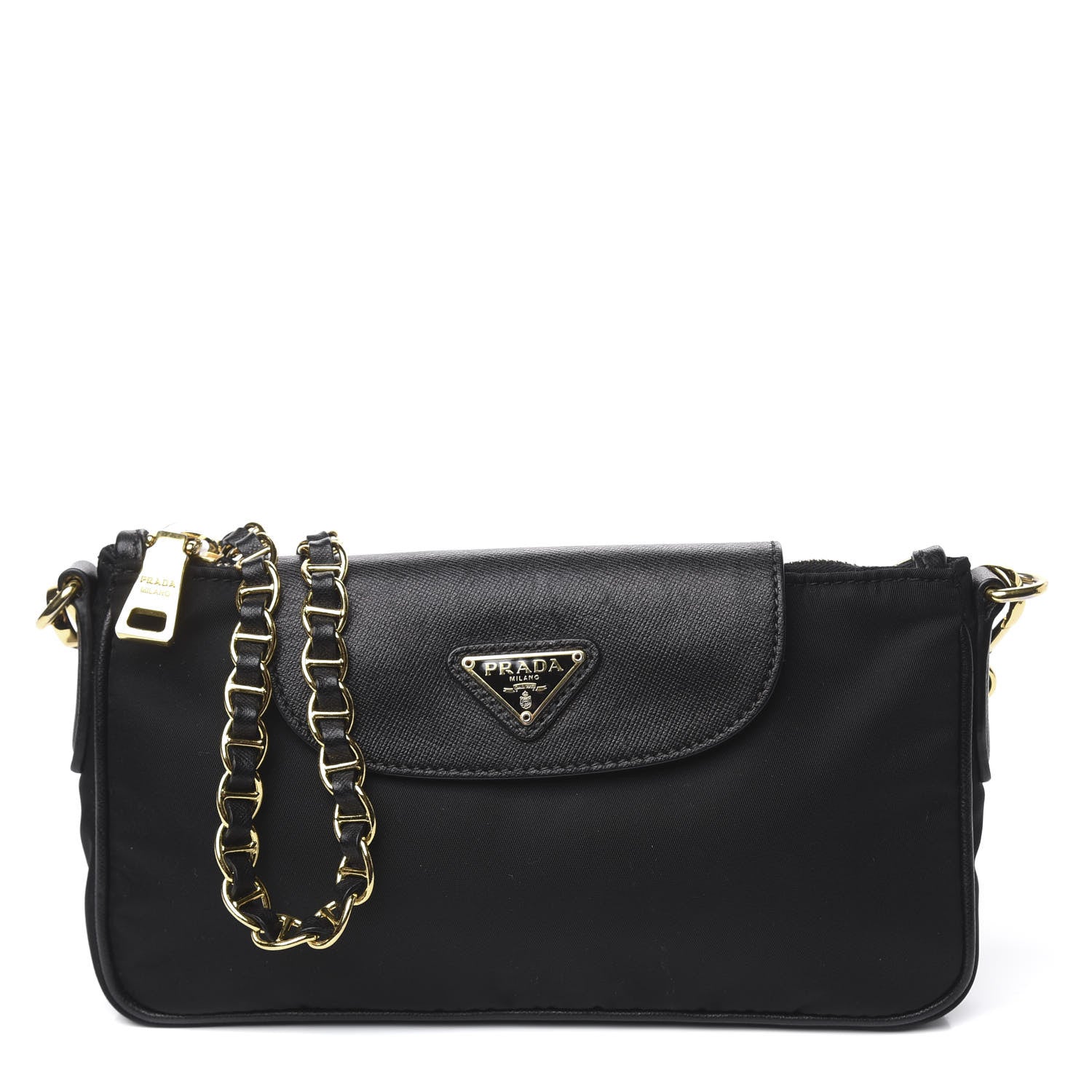 Prada Tessuto Nylon Saffiano Crossbody Bag Black 1 of 11
