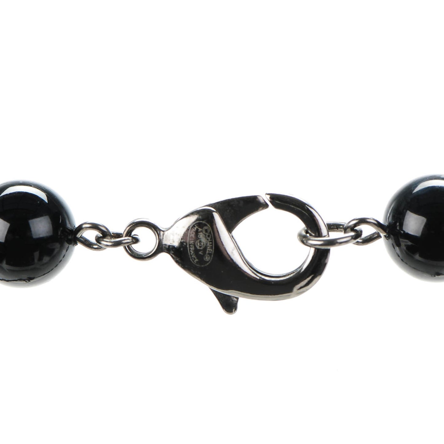 Ruthenium Beaded CC Long Necklace Black