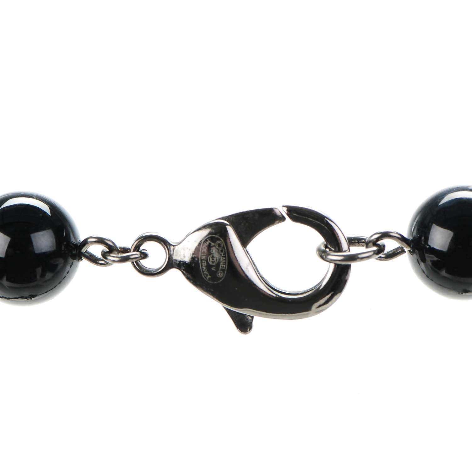 Chanel Ruthenium Beaded CC Long Necklace Black 3 of 4