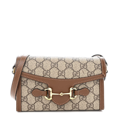 Gucci GG Supreme Monogram Mini Horsebit 1955 Shoulder Bag Beige Brown Sugar 1 of 11