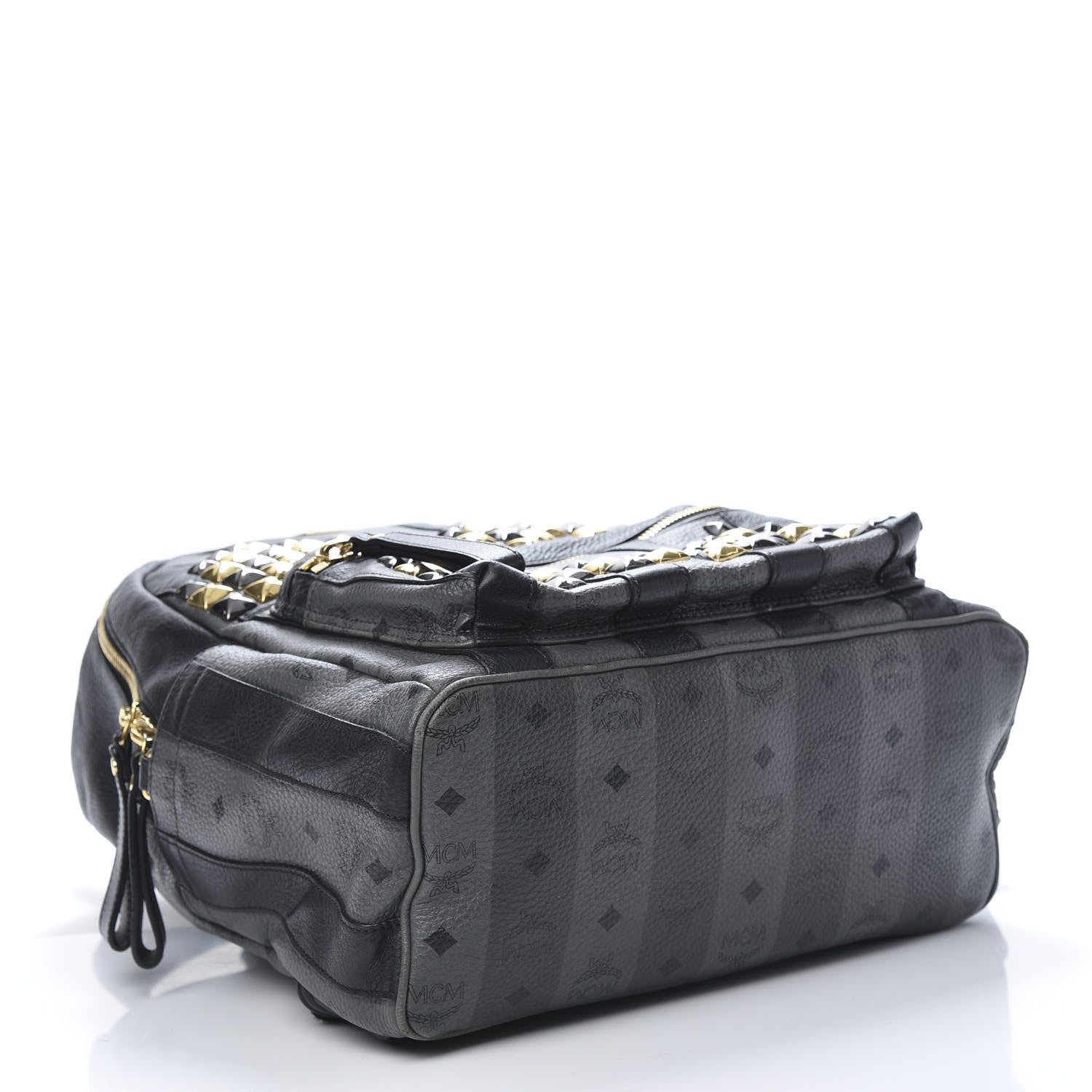 MCM Striped Visetos Studded Medium Stark M Backpack Black Phantom Grey 3 of 14