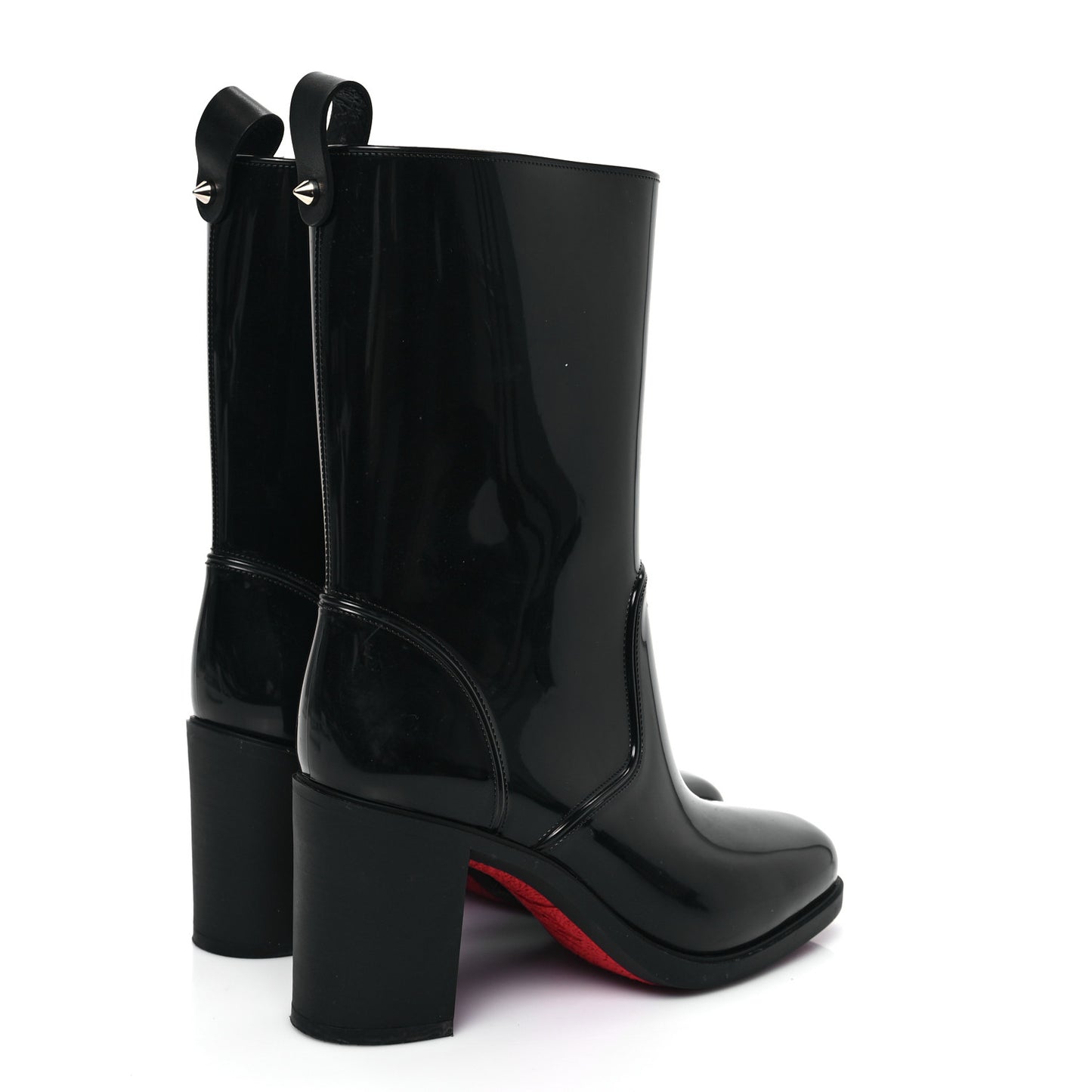 Recycled PVC Calfskin Loubirain 70 Boots 37 Black