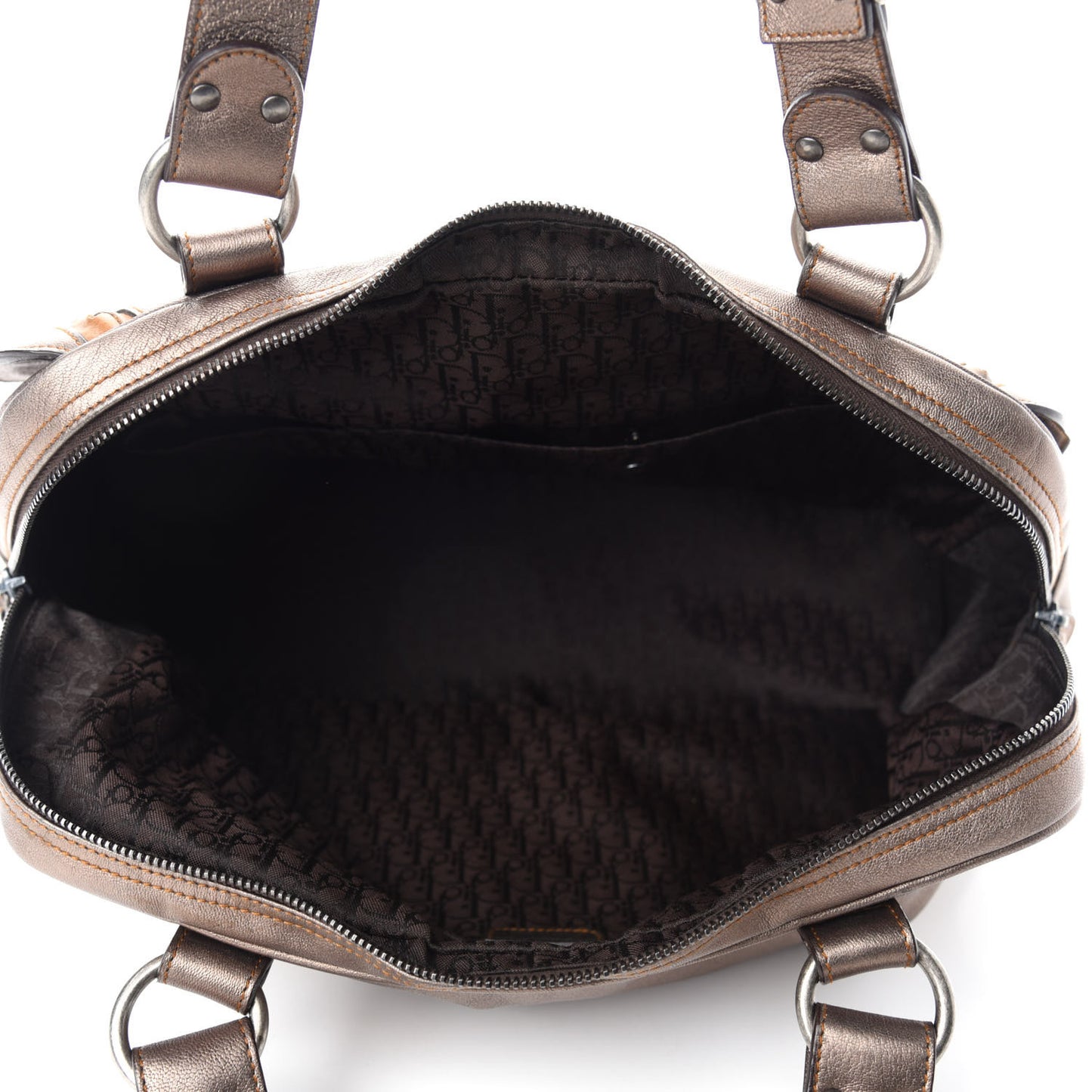 Metallic Calfskin Medium Gaucho Double Saddle Bronze