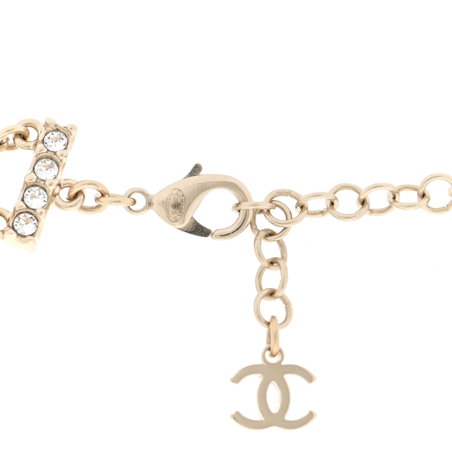 Metal Crystal Logo Choker Necklace Gold