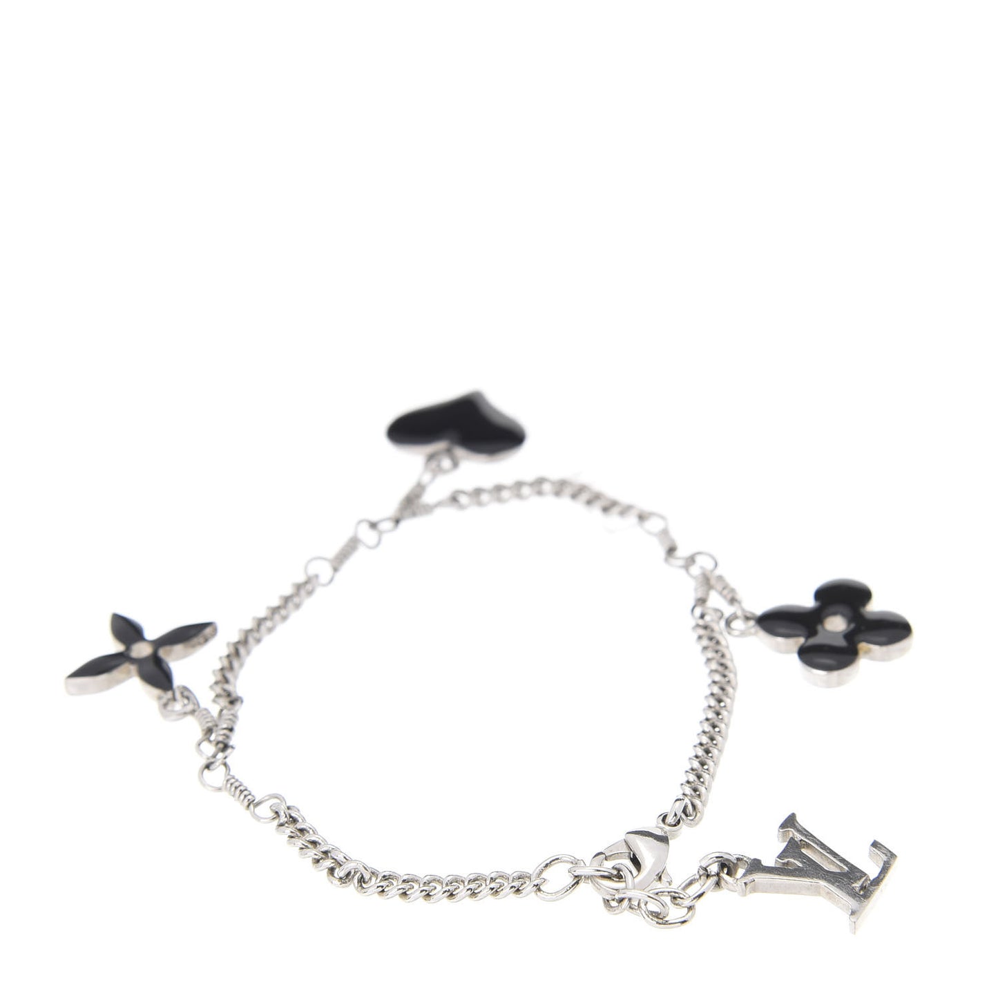 Sweet Monogram Charm Bracelet Silver Black
