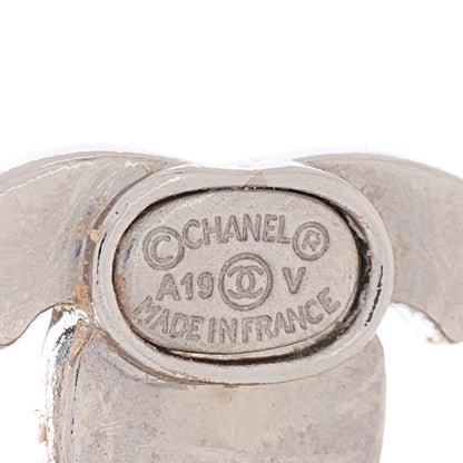 Chanel Crystal Pearl CC Drop Earrings Silver Pearly White 4 of 4