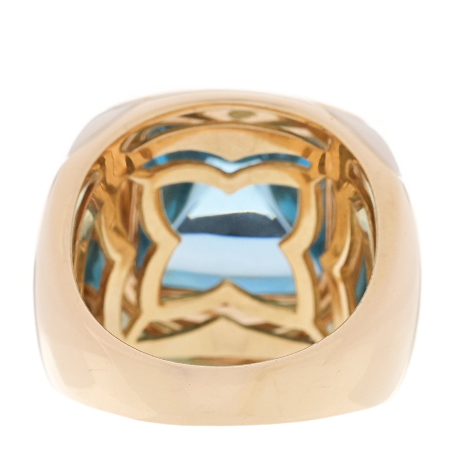 18K Yellow White Gold Aquamarine Pyramide Ring 51 5.75