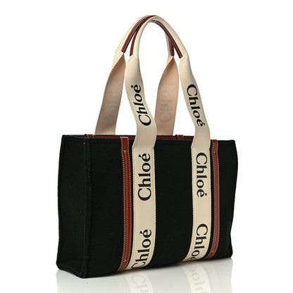Chloe Felt Calfskin Medium Woody Ribbon Tote Black 2 of 9