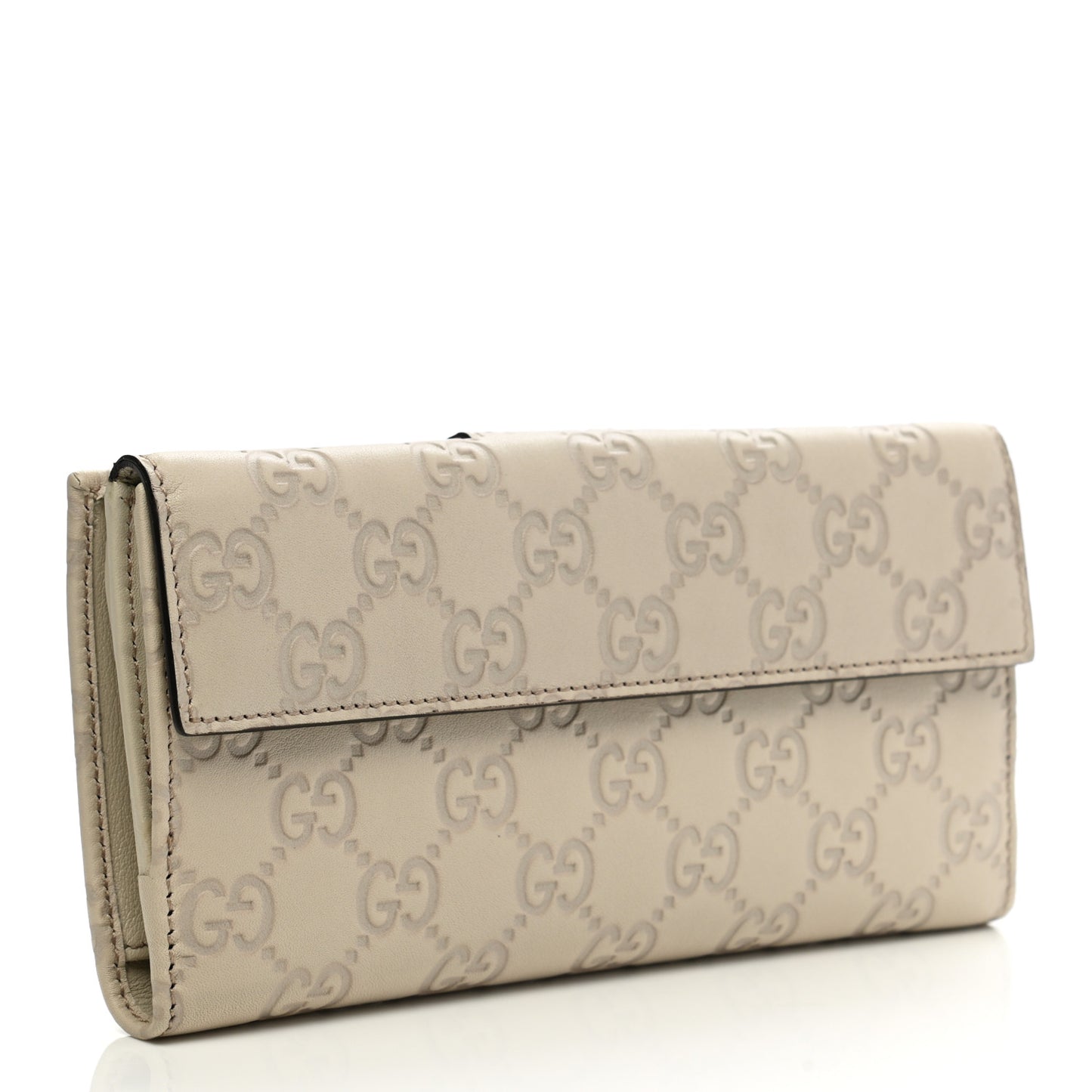 Guccissima Heart Continental Wallet Off White