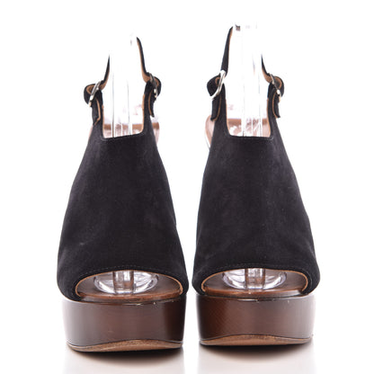 Chanel Suede CC Wood Clogs 37 Brown Black 2 of 16