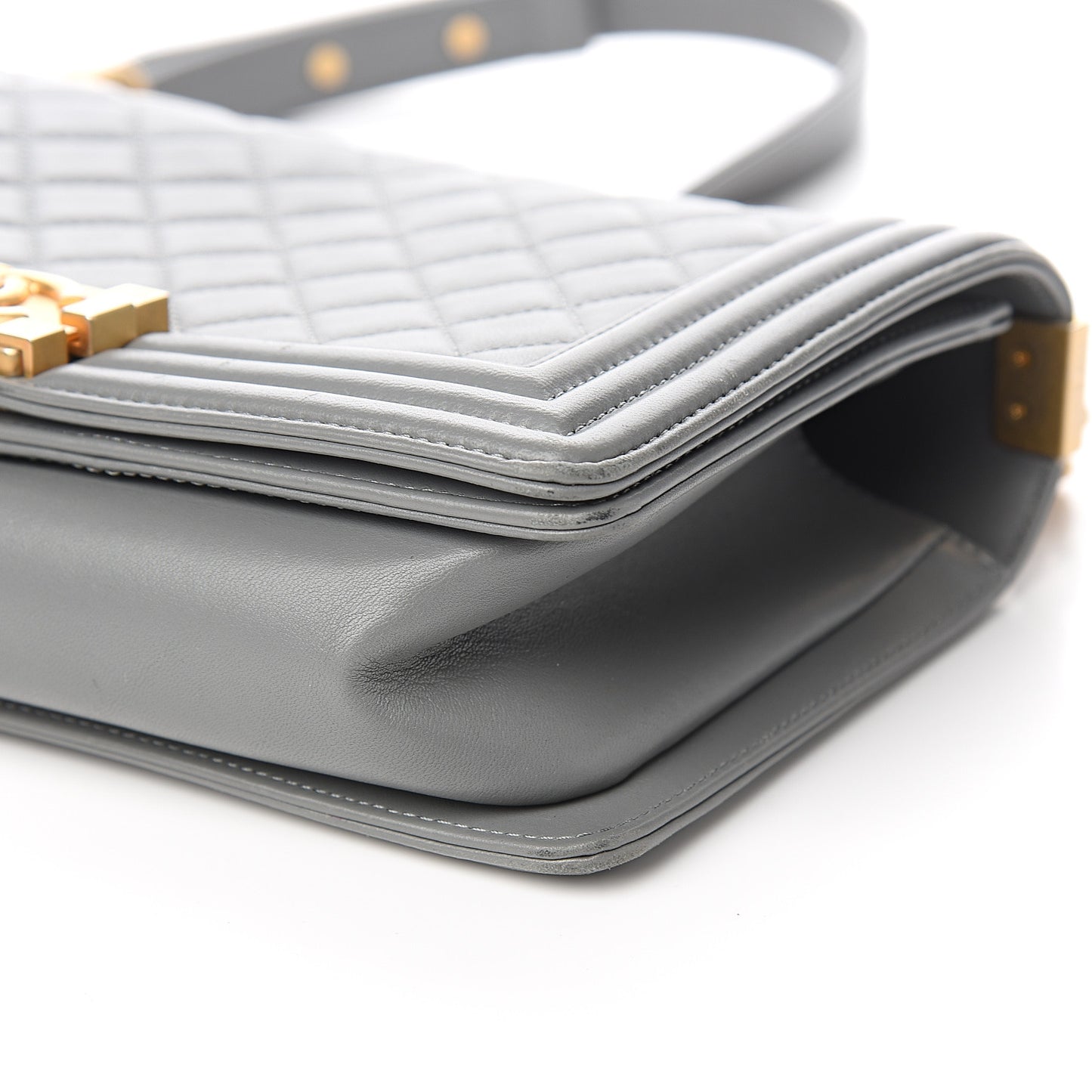 Calfskin Quilted Medium Boy Flap Grey