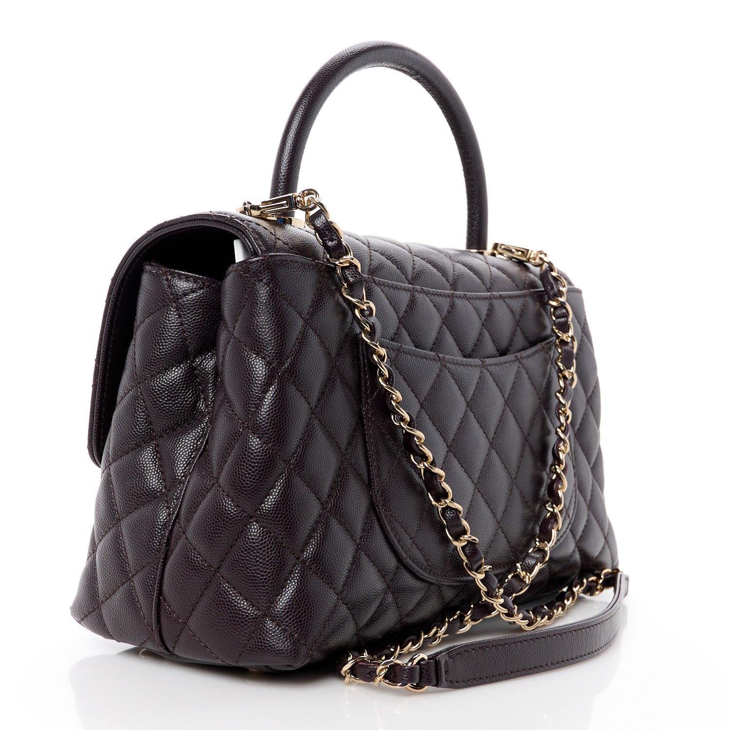 Chanel Caviar Quilted Small Coco Handle Flap Dark Brown 3 of 12