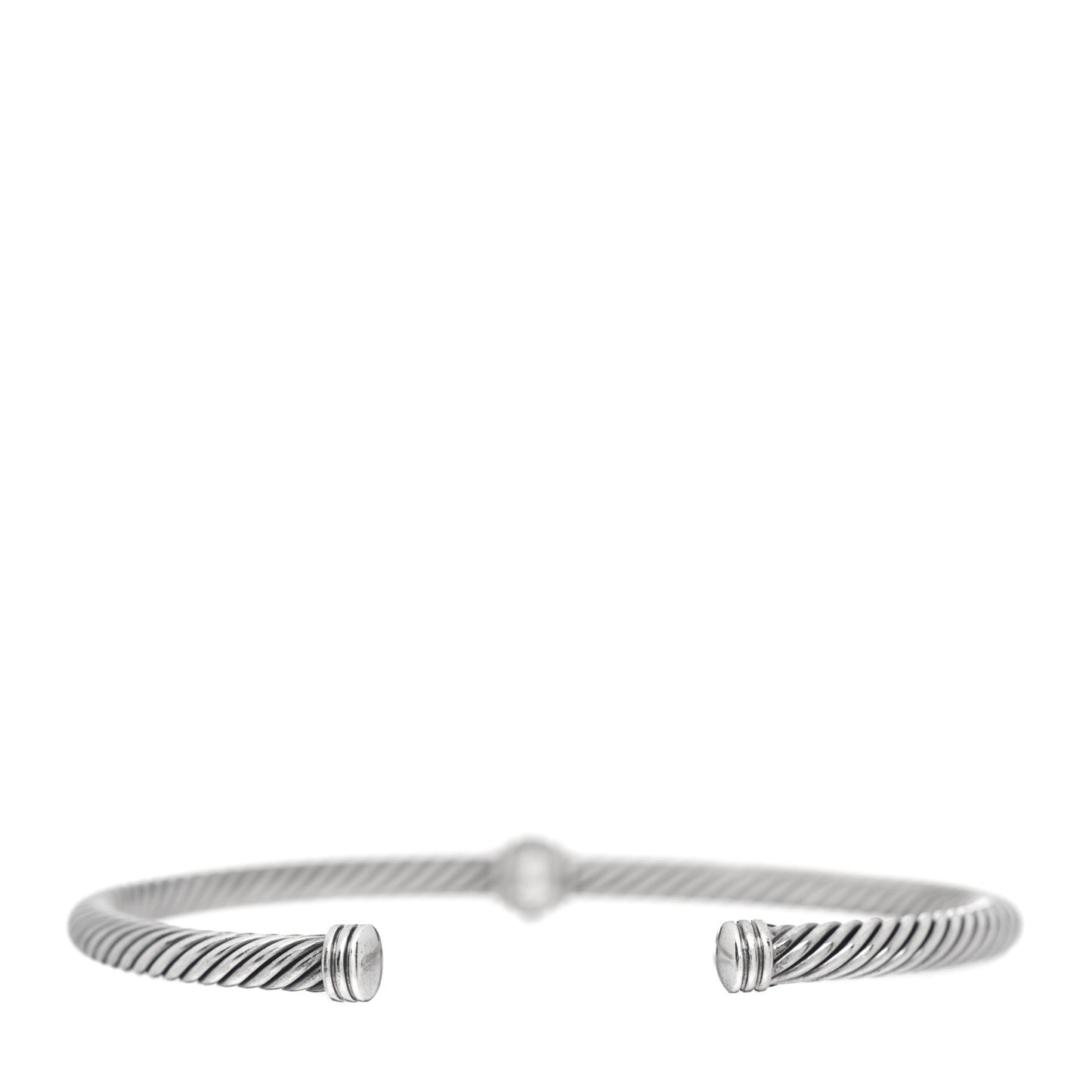 Sterling Silver 18K White Gold Diamond 4mm Cable Classics Station Bracelet